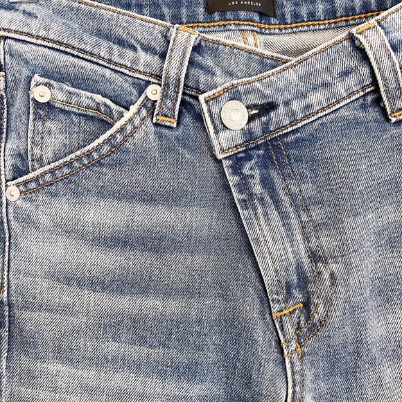 7 For All Mankind Jeans Women 23 Blue Denim Crossover Skinny Retro Mid Rise NWT - Picture 6 of 10